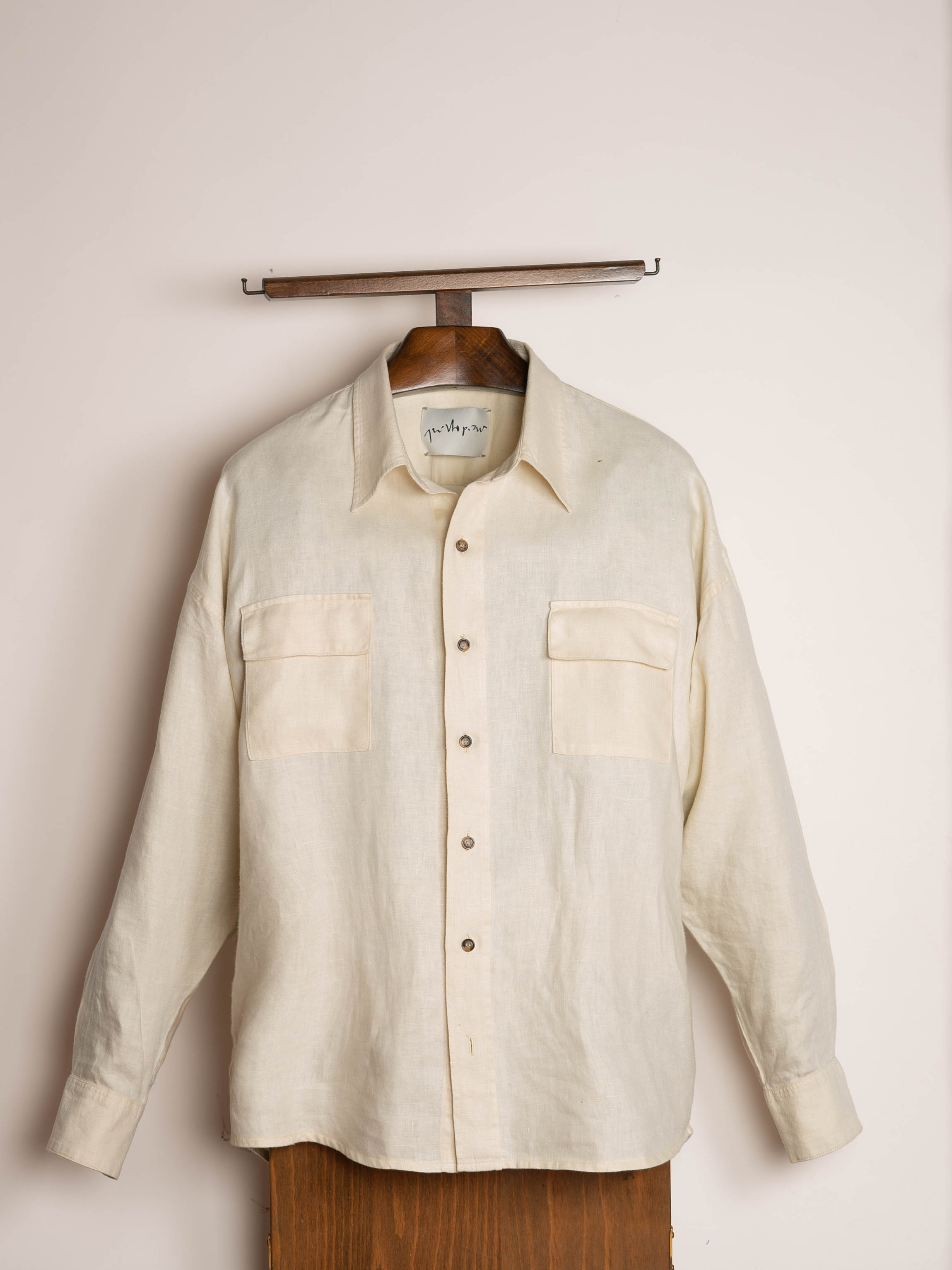 Flat lay Ivory Shirt 100% Linen
