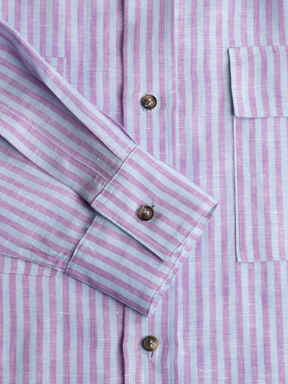 Packshot SHIRT PURPLE AND BLUE LINEN STRIPED CUFF