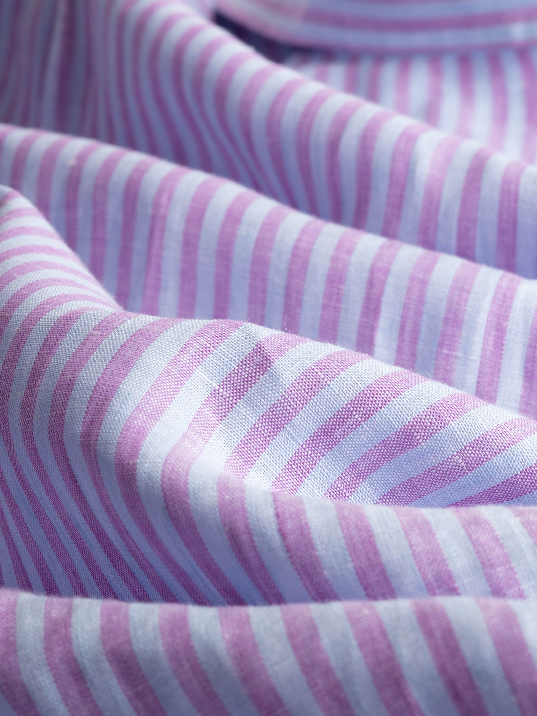 SHIRT PURPLE AND BLUE LINEN STRIPED FABRIC DETAIL